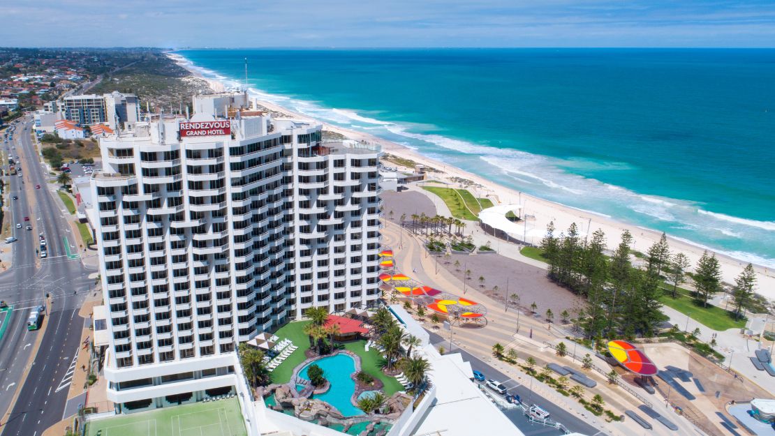 Aerial view of Rendezvous Hotel Perth Scarborough beside Scarborough Beach