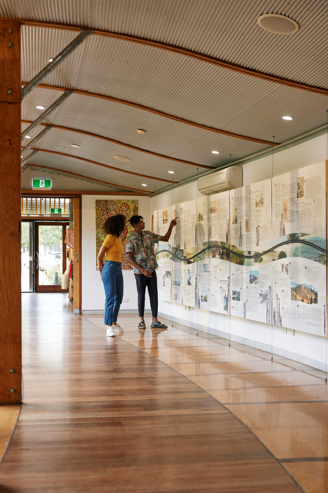 Delegates exploring the Living Kaurna Cultural Centre exhibition